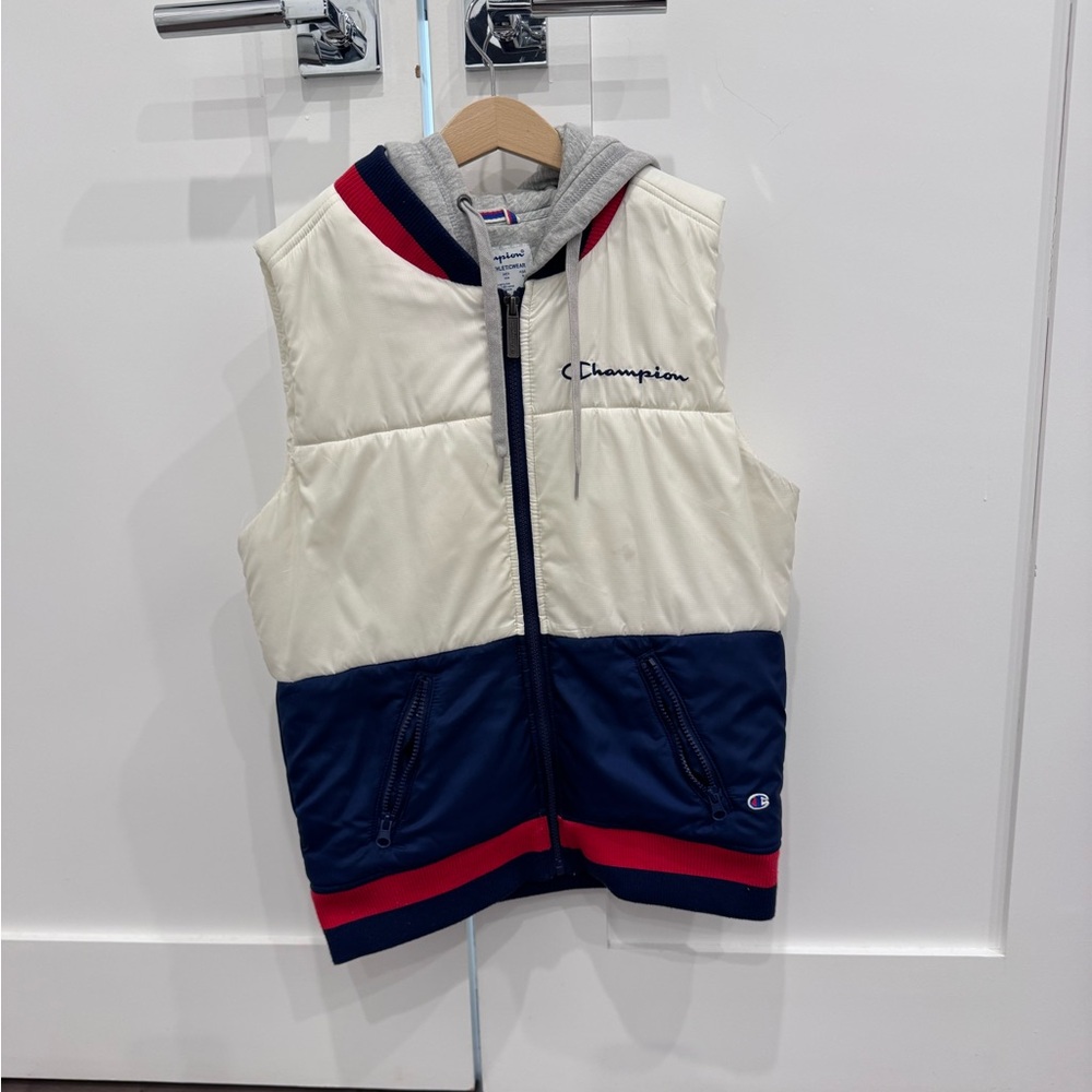 Champion Cream and Navy Vest with Red Accents